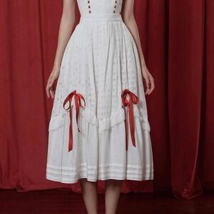 Lacemade The Red Ballroom Eyelet Lace Midi Skirt White Medium New With Tags